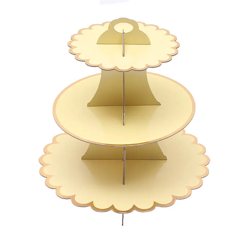 Birthday Cake Stand Disposable Decoration Foldable Dessert Holder Display Shelf Paper Wedding Party Triple Layer Party Supplies - Цвет: F