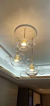 Lamp.led-Light Iron-Glass Bubbles Golden-Chandelier Postmodern Dinning-Room for Foyer