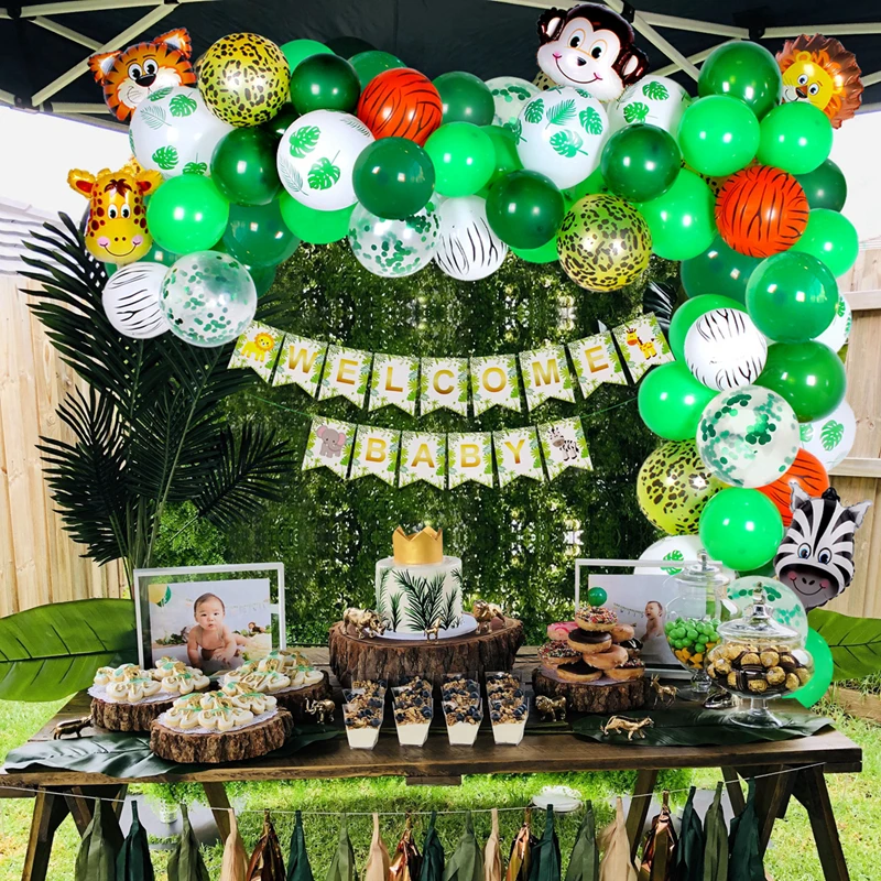 Ballons En Feuilles De Palmier Vertes Pour Fete Tropicale Hawaienne Pour Safari Sur Le Theme De La Jungle Pour Anniversaire Animaux Aliexpress