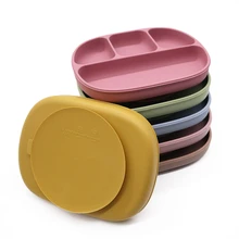 Baby Show – assiettes de table en Silicone pour enfants, 9 couleurs, de qualité alimentaire, antidérapantes, ventouse d'alimentation solide, vaisselle 