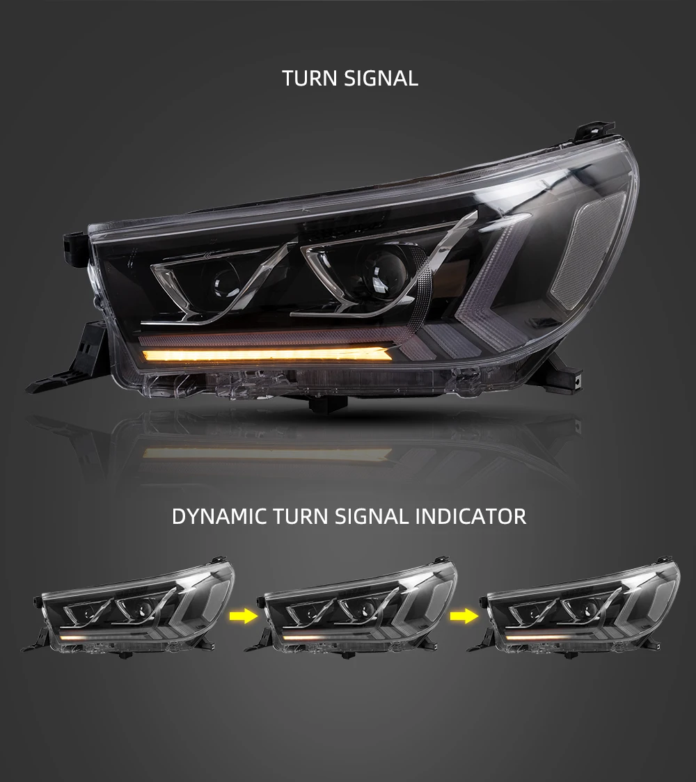 Vland завод для HILUX Головной фонарь полный светодиодный Revo фара с последовательным индикатором+ DRL+ plug and play