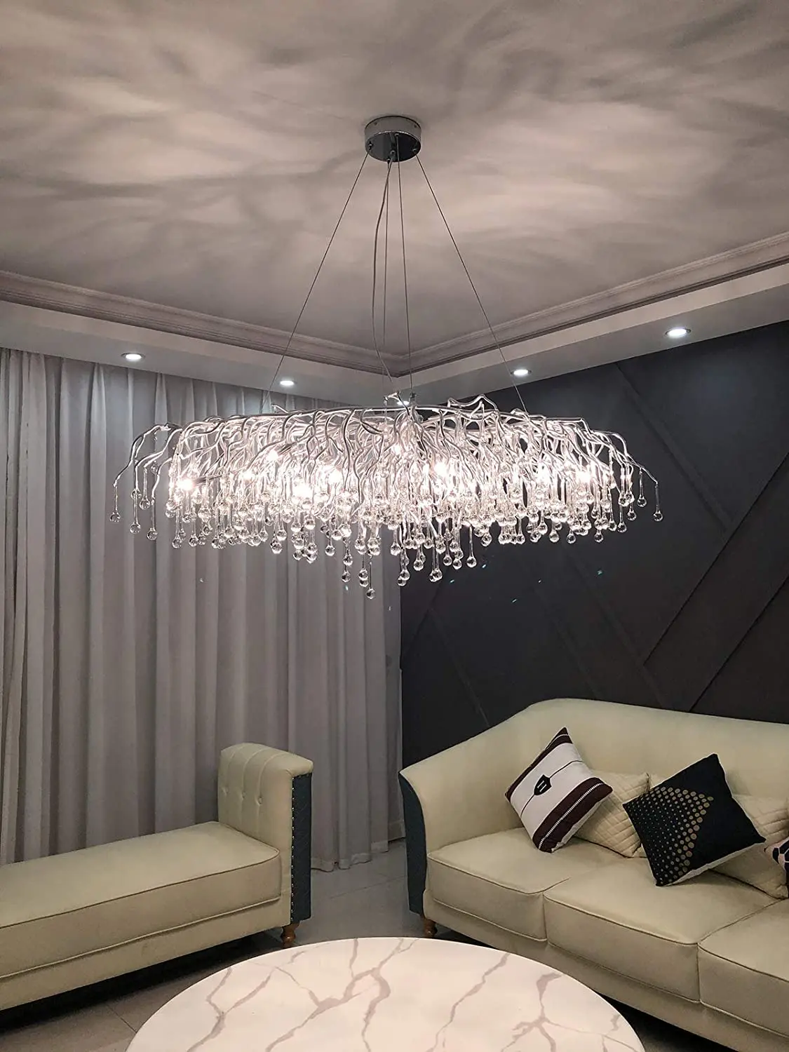 Silver Rectangular Chandelier For 