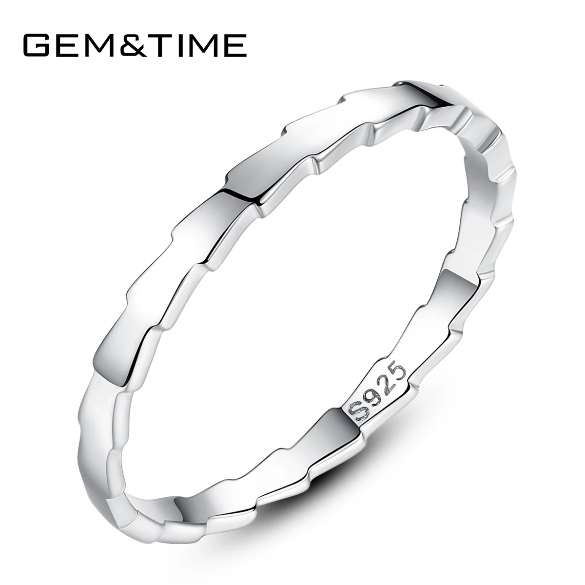 Драгоценный камень & время пилообразный дизайн штабелируемые кольца серебро 925