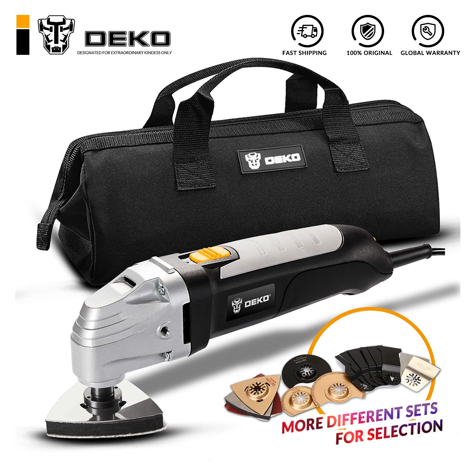 DEKO 110V/220V Variable Speed Electric Multifunction Oscillating Tool Kit Multi-Tool Power Tool Electric Trimmer Saw Accessories