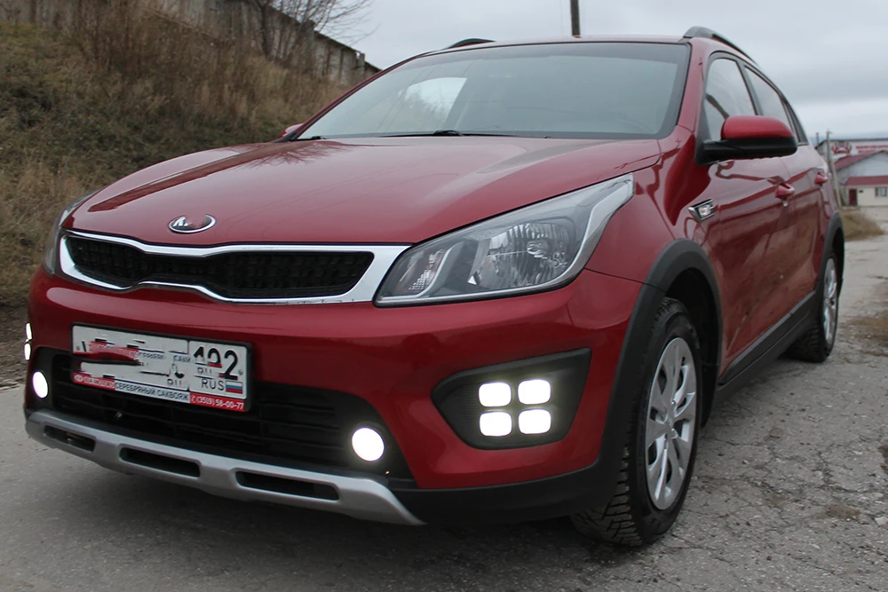 Автомобильный мигающий светодиодный фонарь для России, 1 пара, KIA RIO X-Line, автомобильные ходовые огни DRL