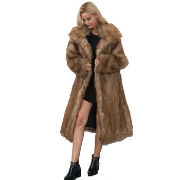 

Faux fur coat women 2019 autumn winter new long sleeve Square collar white 3XL plus size fashion long warmth faux fur coat JD721