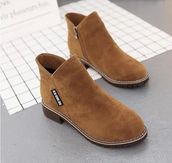 Winter boots women sneakers square heel casual shoes woman 2019 fashion side zipper solid adult women ankle boots women shoes (20)