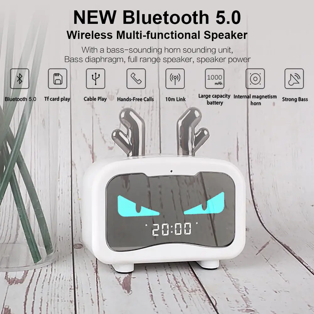 Беспроводной многофункциональный Bluetooth 5,0 динамик инновационный Портативный будильник часы мини-колонки FM радио тяжелый бас 3D стерео звук