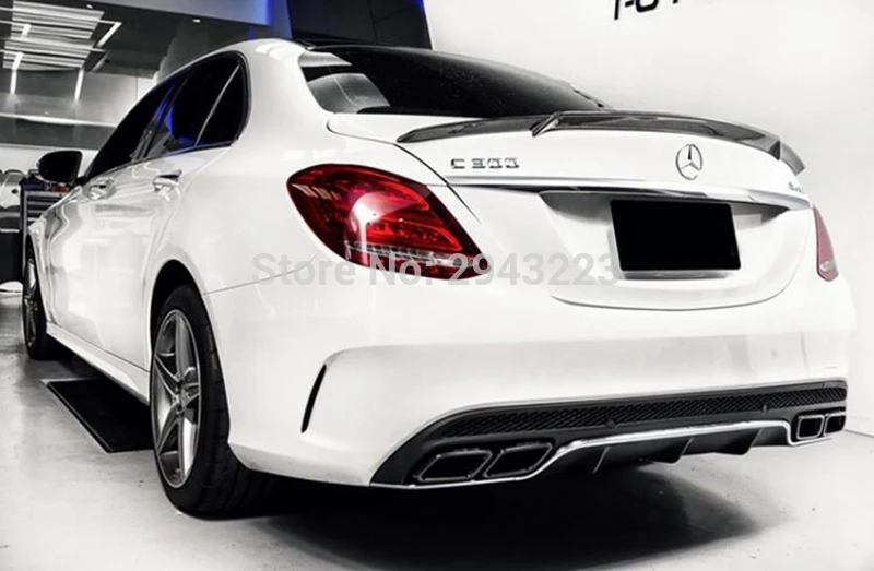 Седан 4 двери для Mercedes Benz C Класс W205 C63 C180 C200 C250 C260-UP углеродного волокна задний багажник крыла спойлер