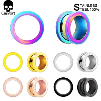

Casvort 2PCS 2020 New Stainless Steel Ear Plugs Body Piercing Screw Tunnels Stretchers Fashion Jewelry Earrings Expander For Gi