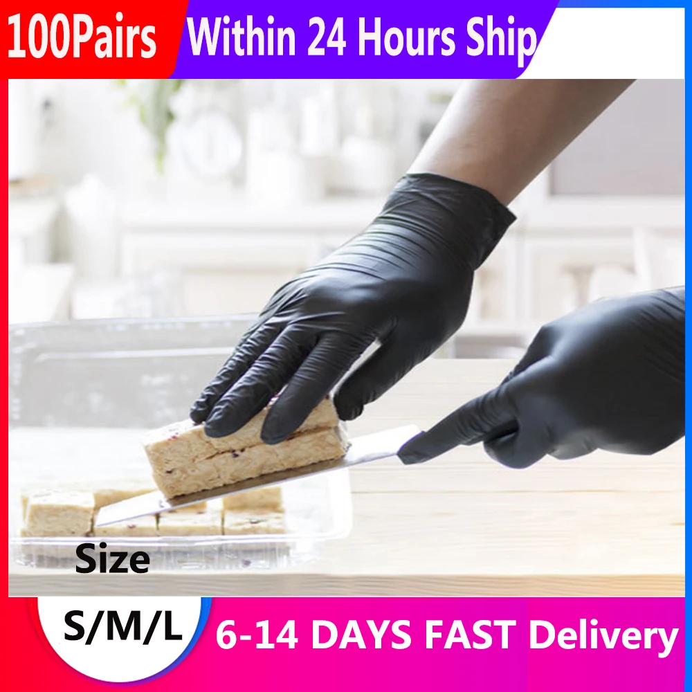 

100pcs/200pcs Disposable Gloves Nitrile Dishwashing Kitchen Work Rubber Garden Gloves Universal For Left and Right Hand