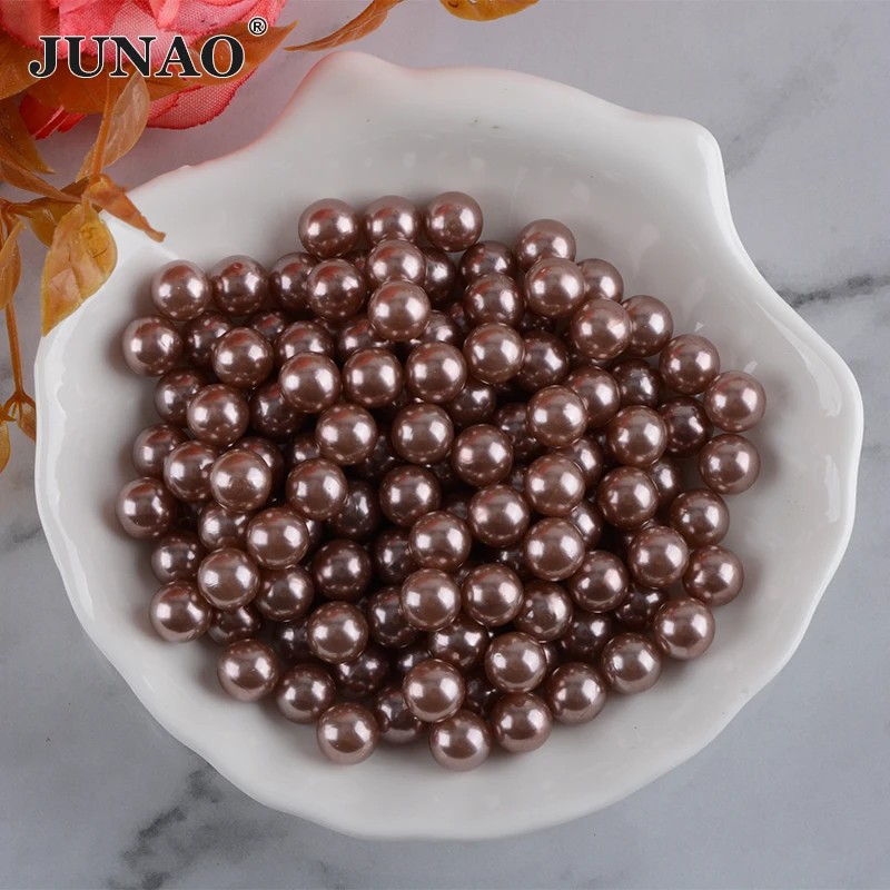 JUNAO-Round Pearls Imitation Pearl Beads, Loose Garment,