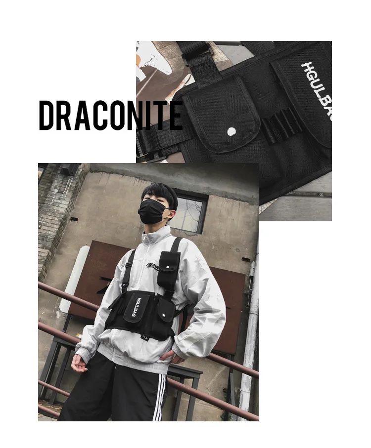 Functional Fashion Chest Rig Bag Men Women Hip Hop Harness Adjustable Tactical Vest Sports Hunting Tactical Packages Bullet Pack