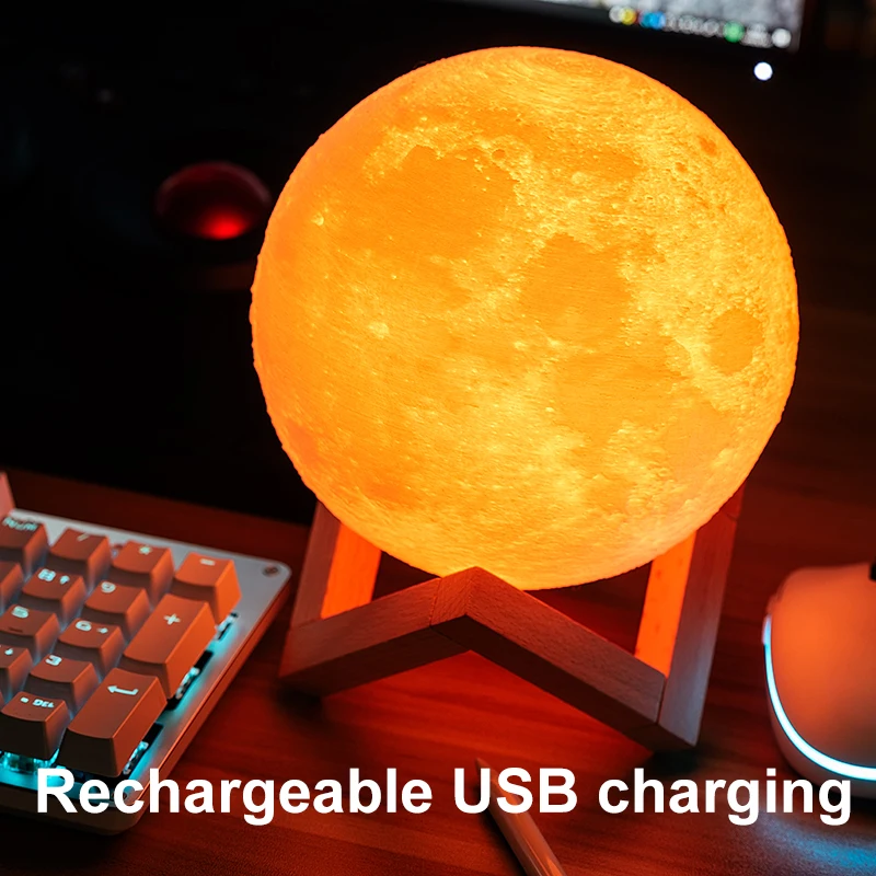 Dropship 3D печать Луны лампы Красочный изменить сенсорный Usb светодиодный ночной Светильник домашний декор креативный подарок