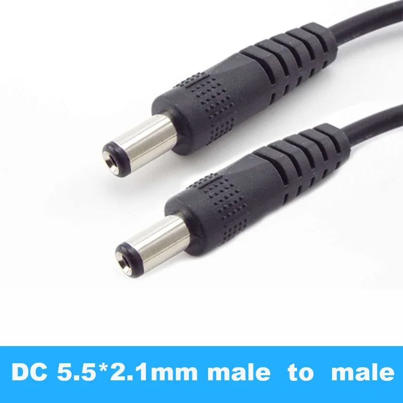 Cabo do conector do adaptador do CCTV, cabos de extensão do poder da CC, plugue masculino do fio, 5.5x2.1mm, 5.5x2.1mm