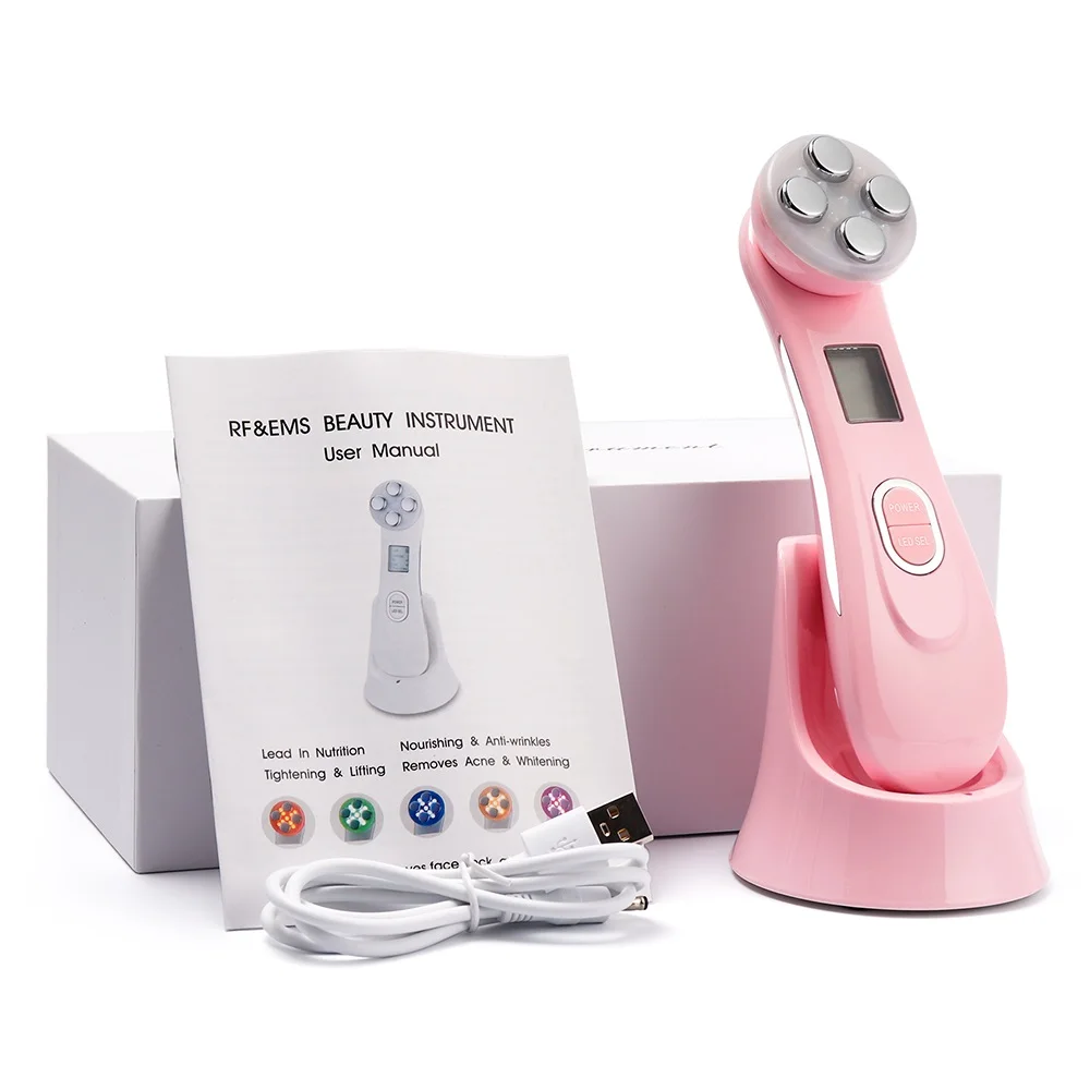New 5 in 1 LED Skin Tightening RF Radio Frequency Facial Machine Face