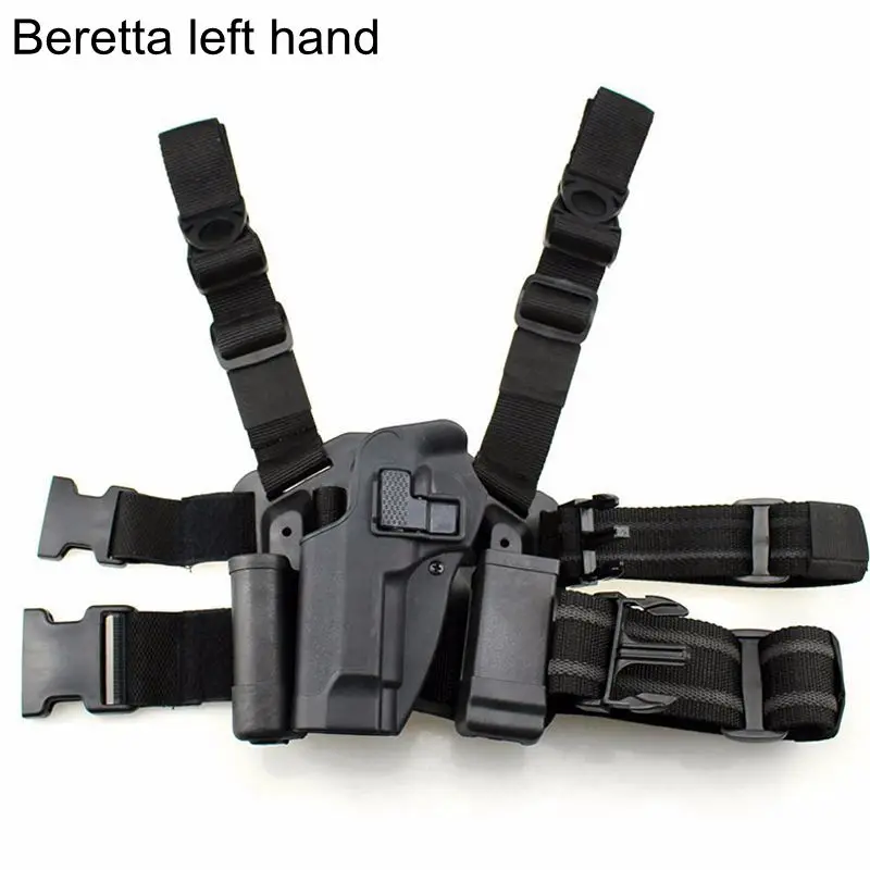 Тактическая кобура Glock 17 19 Beretta 92 ножная кобура военный пистолет кобура для ног левая рука принадлежности для пистолета Глок кобура для стрельбы из пистолета - Цвет: Beretta black left