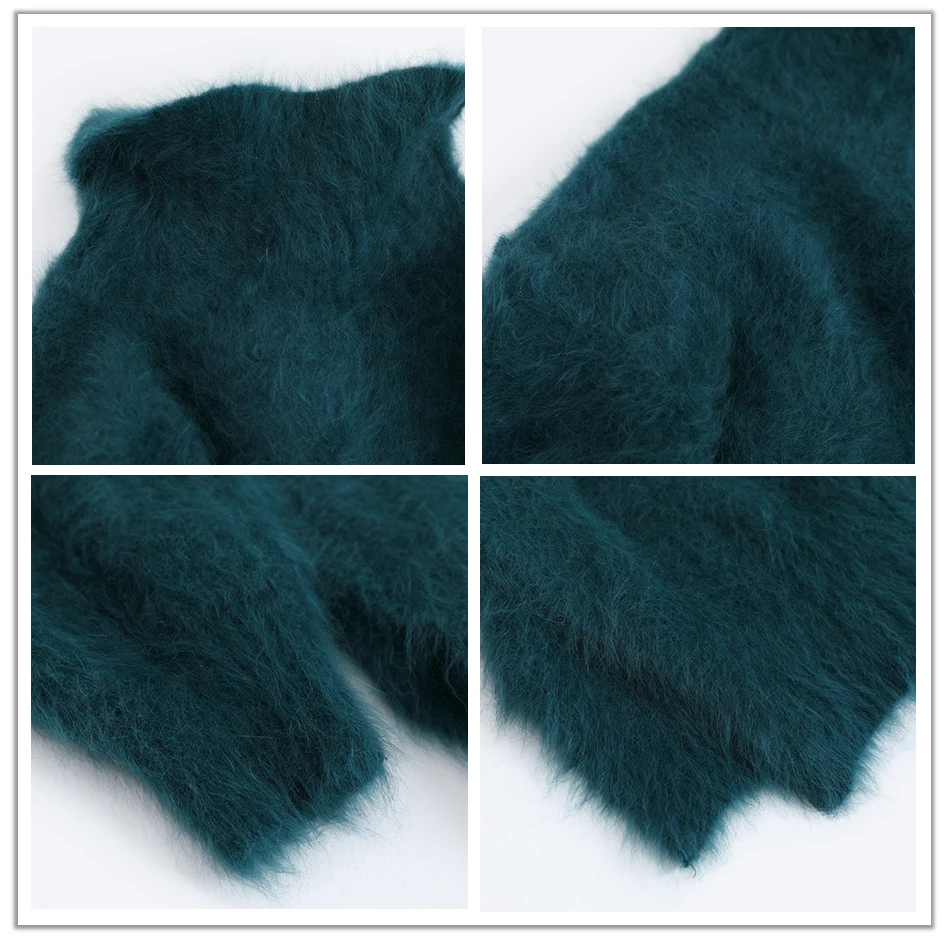 BAHTLEE Для женщин из ангоры, свитер, осенне-зимнее, связанное из шерсти свитер одежда с длинным рукавом с высоким, плотно облегающим шею воротником, свободный стиль