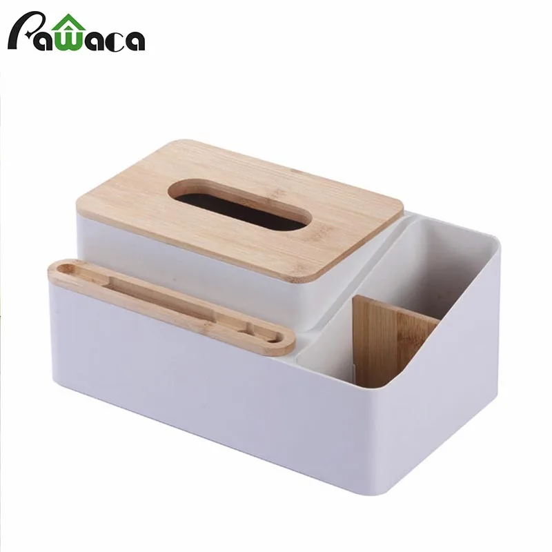 Многофункциональная коробка для салфеток с деревянной крышкой хранения стола