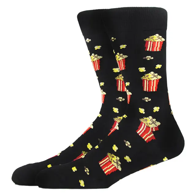 Burger Pizza Sushi Males Socks Fashion Cute Series Korean Harajuku Cartoon Funny Women Happy Cotton Cool Middle Tube Socks HK11016-1