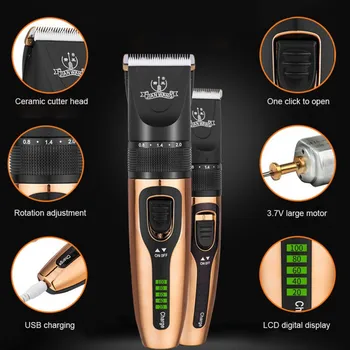 

Pet Home USB Charging Mute Shaving Hair Electric Shaver Hair Clipper LCD Red