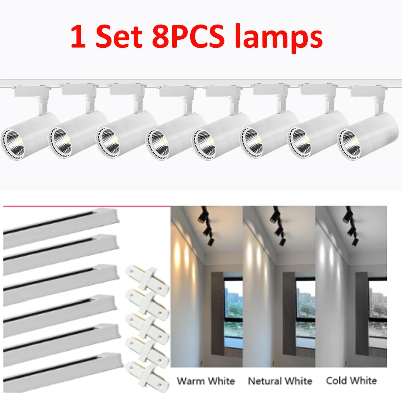 Set Led Track Lights Fixture 12/20/30/40W COB Ceiling Spot Light led 220V Track Lamp Home Lighting For Living Room Clothing Shop decorative wall lights Wall Lamps