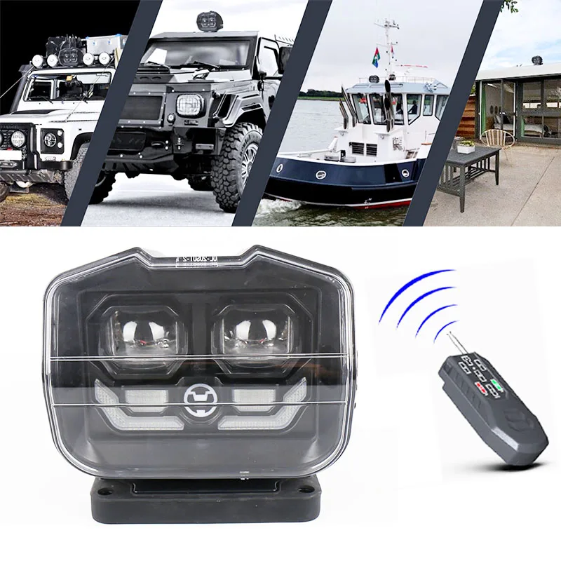 2021  New60W Searchlight New 360 Degree Rotating Wireless Remote Control 7 Inch Led Search Light Work Spotlight For Offroad Tru