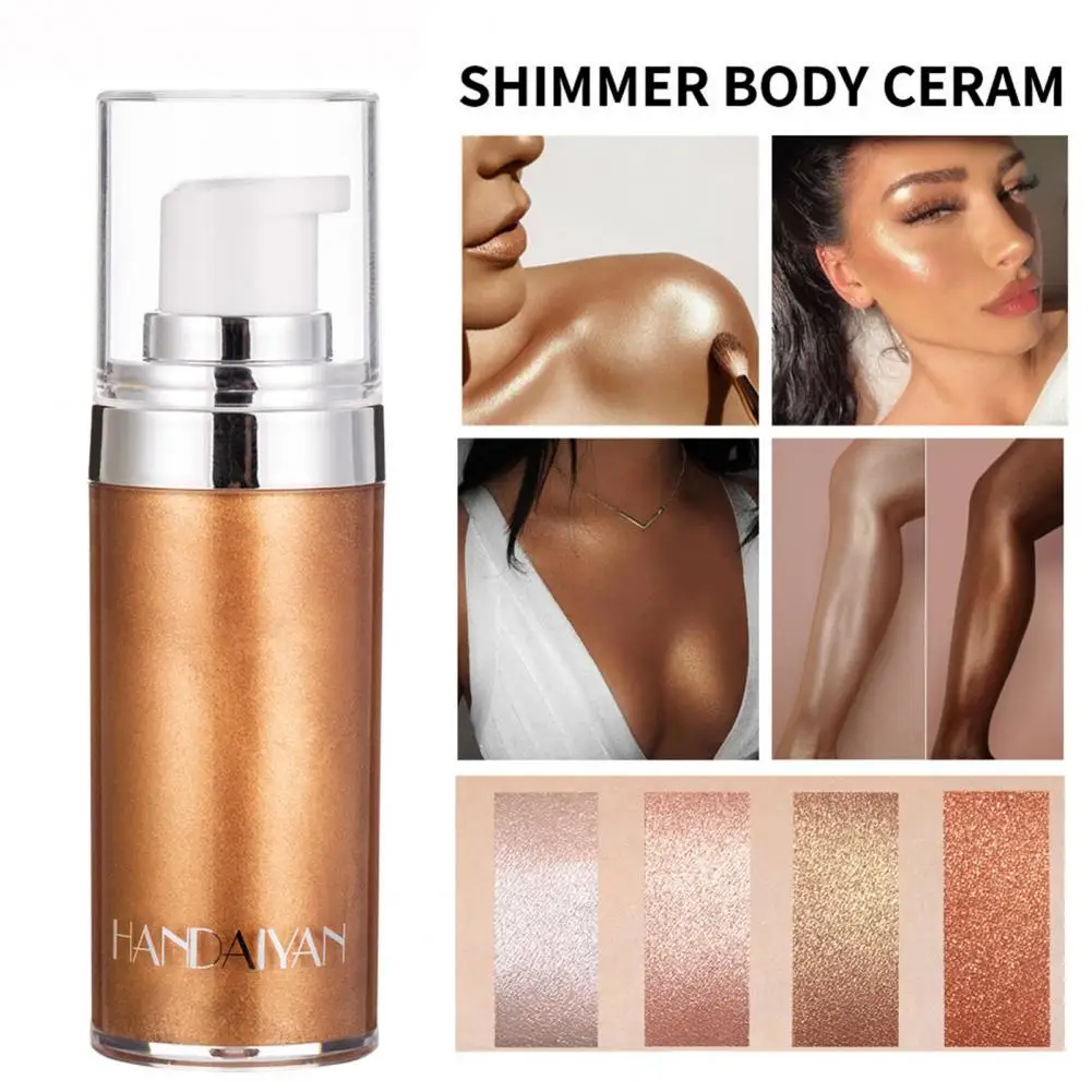 Liquid Body Highlighter Brighten Tone Quick Coloring Long-lasting Shine Brighten Glitter Shimmering Body Cream for Female face highlighter