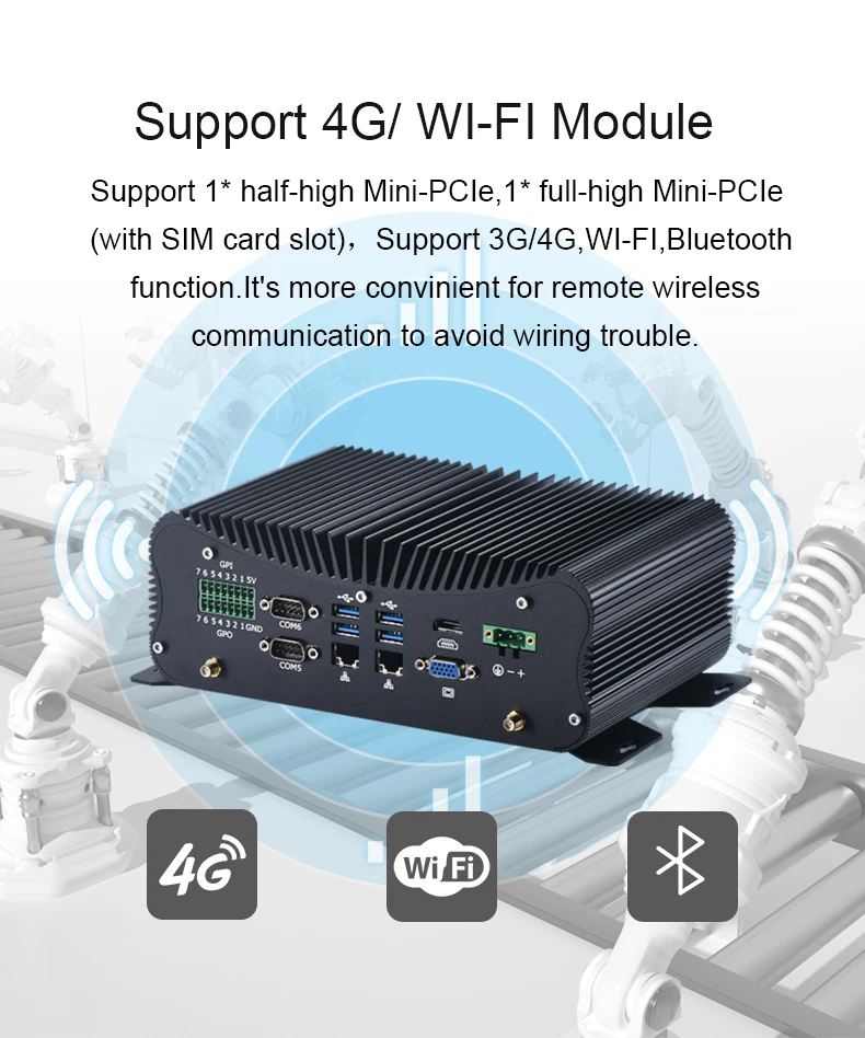 산업용 미니 PC 2 * DDR4 인텔 코어 i7 10510U 8550U i5 10210U 4G 모듈, HD GPIO 6 COM 4 RS485 Windows 10 팬리스 컴퓨터