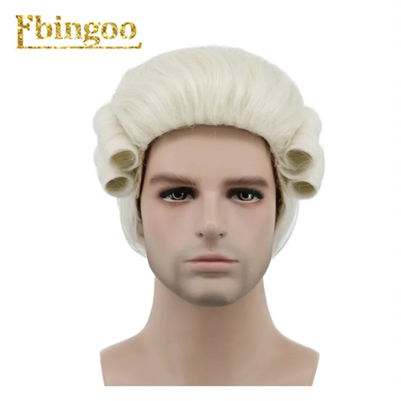 Ebingoo, серый, черный, белый цвет, барокко, кудрявый мужской костюм, парики, роскошный длинный синтетический парик для Хэллоуина