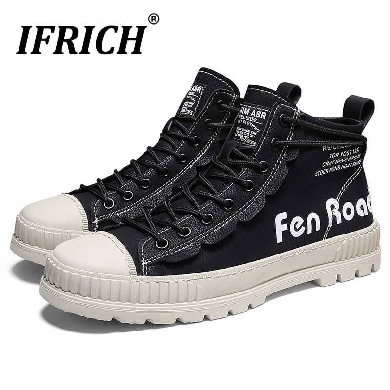 

2020 Autumn Casual Sneakers Men Comfortable Casual Shoes For Male High Top Youth Casual Shoe White Black Men Lace Up Sneakers