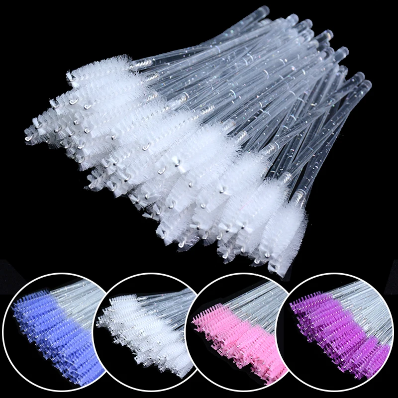 50/25 Glitter Mascara Wands Silicone Eyelash Clear Micro Wand Eye Lash