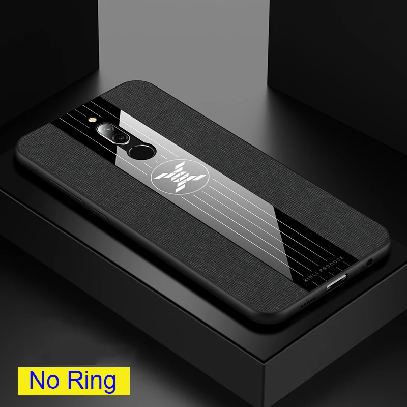 Black No Ring Для Xiaomi Redmi 8 чехол 8A роскошный тканевый чехол противоударный жесткий для Xiomi Xiaomi Redmi Note 8 Pro чехол для телефона металлическое кольцо держатель - Цвет: Black No Ring
