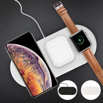 

Three-in-one Wireless Charger For Iphone Mobile Phone Dock White Headset Watch Wireless Charger Black V2C3