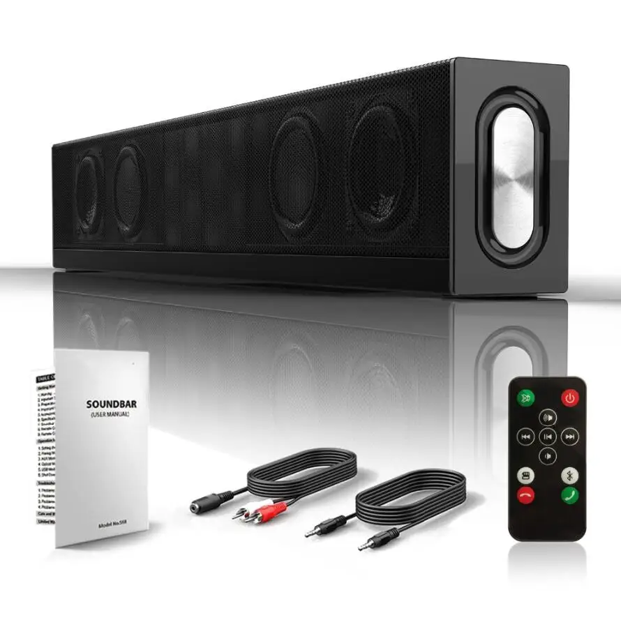 S688 20 Вт беспроводной Bluetooth динамик портативный супер бас домашний кинотеатр Саундбар ТВ динамик сабвуфер Bluetooth колонка - Color: Black