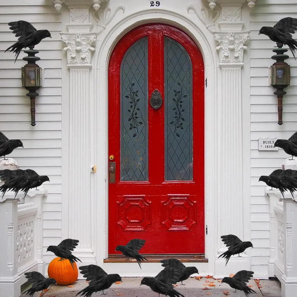 Ворона черная пернатая Хэллоуин ворона поддельные птицы мини дерево вечерние