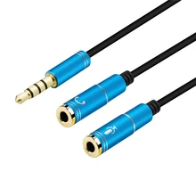 3.5mm Microphone Aux Cable 1 Male 2 Famle Cable Combo Extension Mobile Audio Adapter