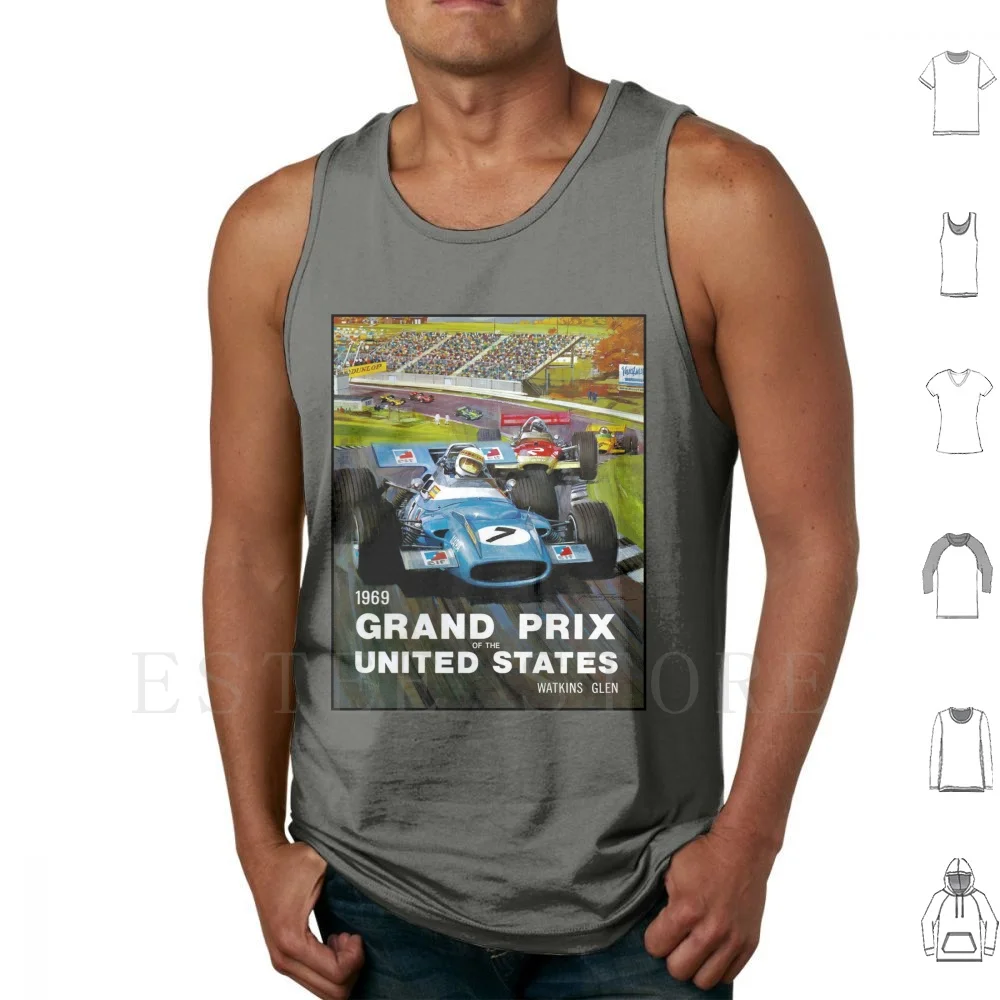

United States Grand Prix : Watkins Glen Print Tank Tops Vest Cotton United States Grand Prix Watkins Glen Flags Racing