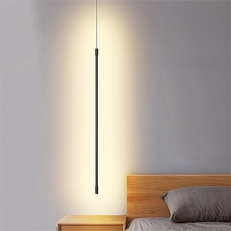 US $21.00 Minimalist Line Strip Pendant Lights Hanging Bedroom Bedside Light Fixtures Modern Led Living Room Lighting Decor Geometry Lamp