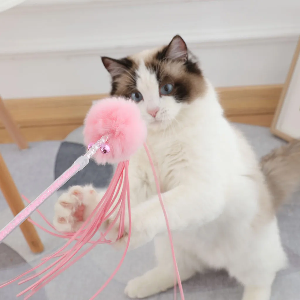 Котёнок Кот Игрушка интерактивная игрушка мягкое перо и кот колокольчик Игрушка перья Tease Cat Stick Декор Gatos Productos Para Mascotas