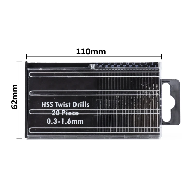 20pcs 0.3-1.6mm Twist Drill Bit HSS Drill Bit Set Cone Router Bits Microbox P… 