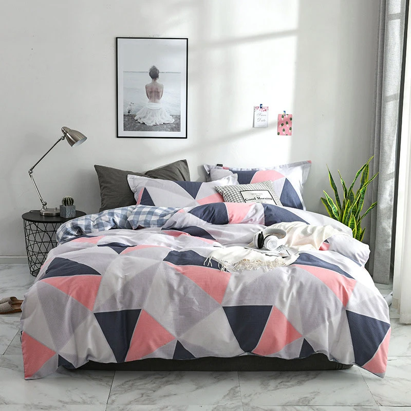 

Yimeis Bedding Set Cotton Geometric Double Bedding For Bed Skin-friendly 3d Queen Size Bed Sheets Set
