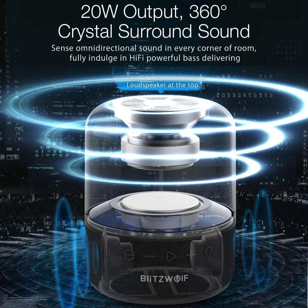 US $53.99 BlitzWolf BWAS4 20W Wireless Speaker bluetooth 50 TWS Function RGB Night Light Speaker 360 Degree Stereo Sound 2000mAh Battery