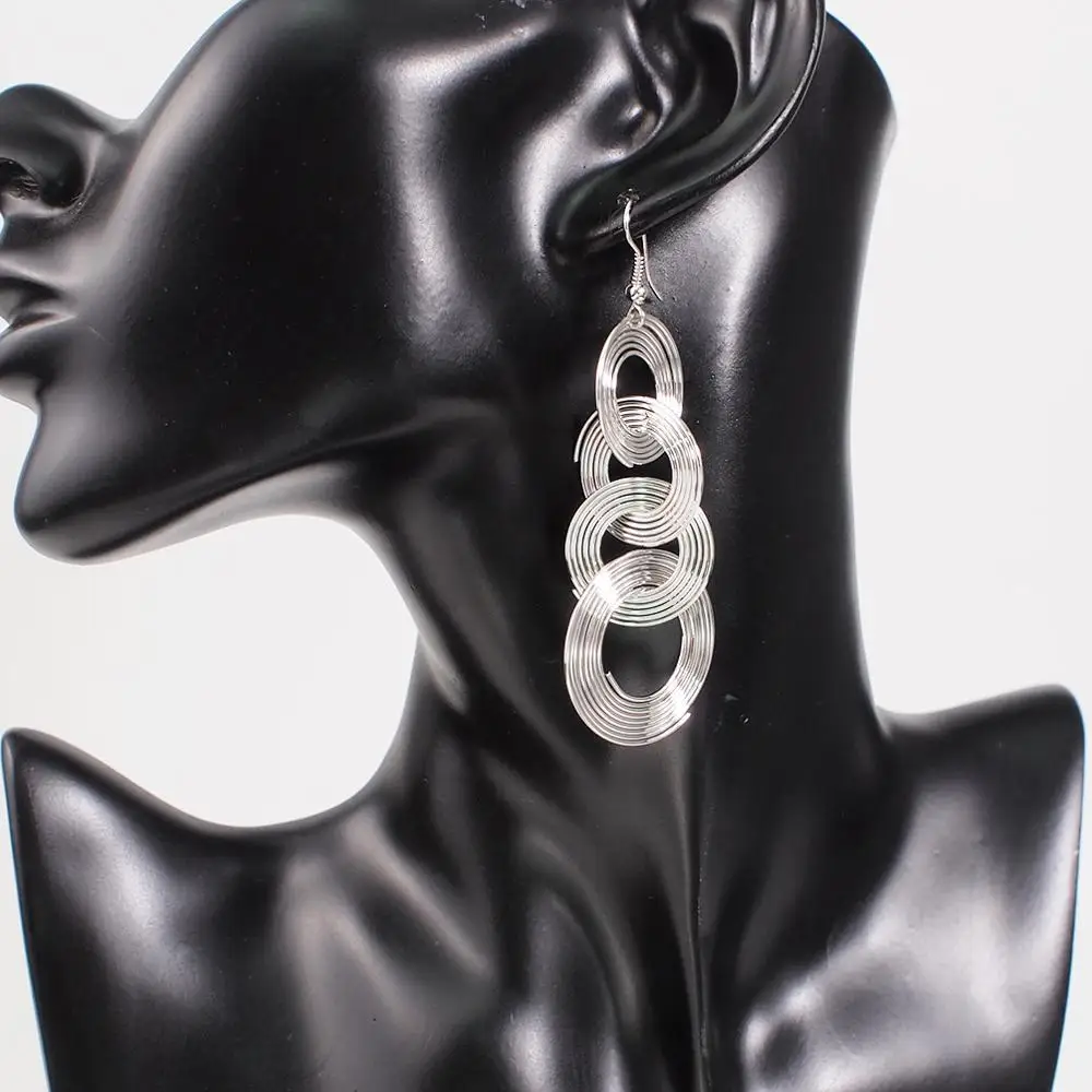 75mm Silver Earrings MANILAI, многослойные металлические Висячие серьги для женщин, модные массивные серьги с подвеской из сплава, ювелирные аксессуары - Окраска металла: 75mm Silver Earrings