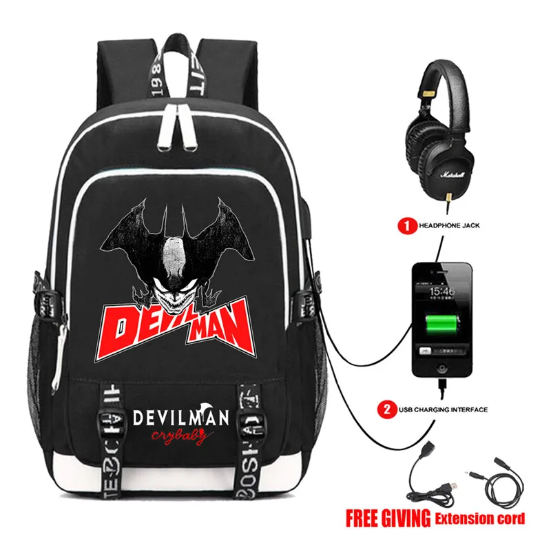 Аниме DEVILMAN рюкзак "плакса" USB зарядка школьная сумка рюкзак студенческий рюкзак Подростковая сумка на плечо для мужчин и женщин рюкзак 10 стиль - Цвет: 11