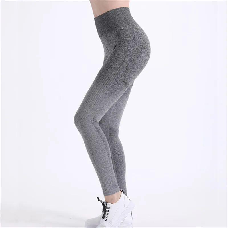Dark Gray Брюки для йоги с градиентом, Бесшовные Спортивные Компрессионные колготки, женские леггинсы для занятий фитнесом и фитнесом - Цвет: Dark Gray