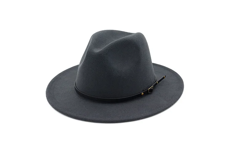 Новая модная дизайнерская женская теплая Зимняя шерстяная шляпа с поясом Fedora, ковбойская шляпа с широкими полями AD0778