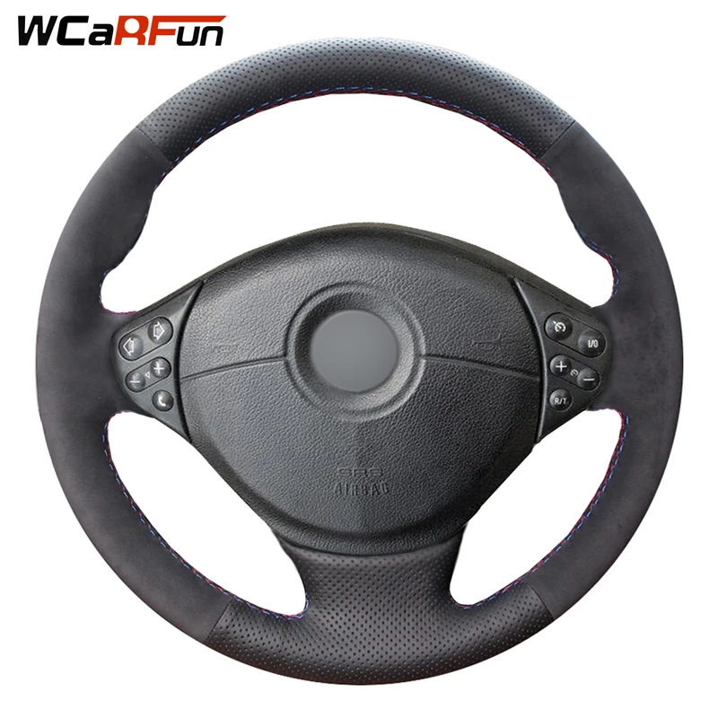 Genuine Leather Black Suede Car Steering Wheel Cover For Bmw E39 5