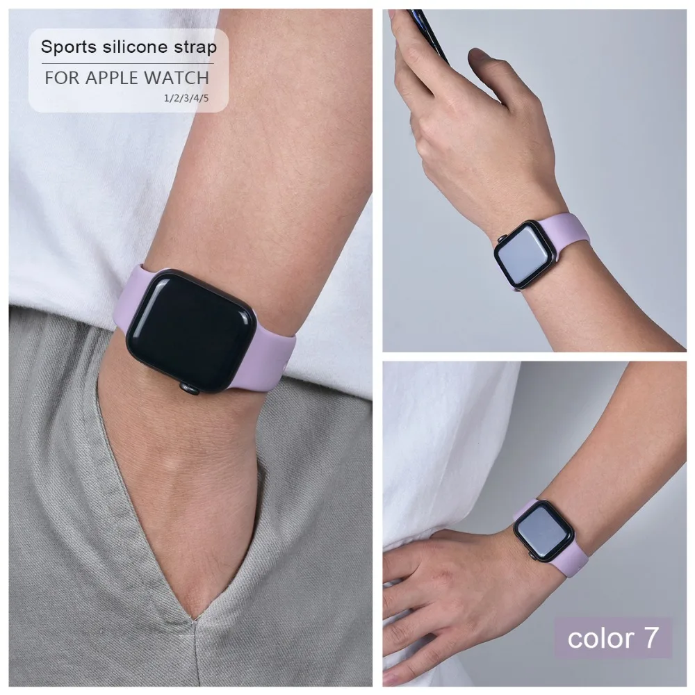 Мягкий силиконовый спортивный ремешок для Apple Watch 5 4 3 2 1 38 мм 42 мм, резиновый ремешок для часов Iwatch series 5 4 40 мм 44 мм
