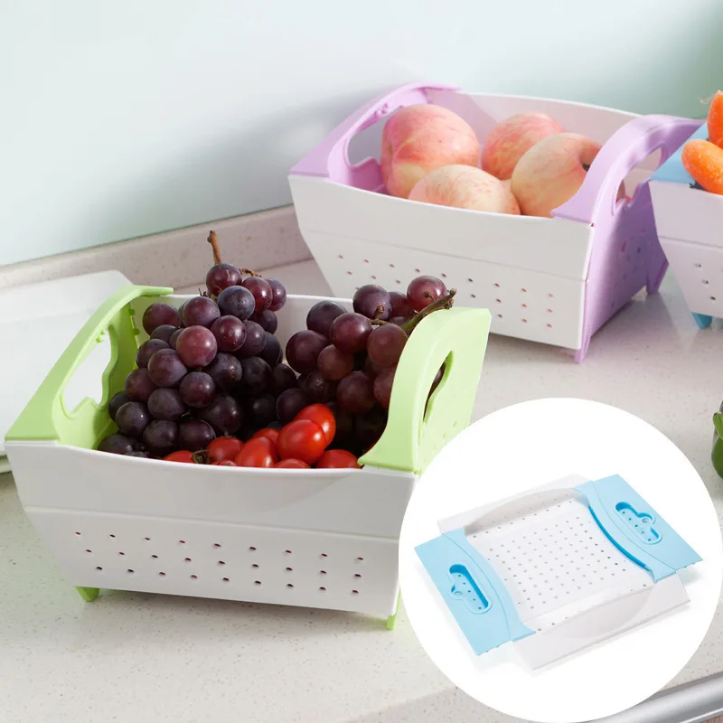 

Foldable & Vegetable Fruit Plastic Drain Basket Multi-functional Drain Basket Kitchen Washing Vegetable Basket Drain Basket 1217